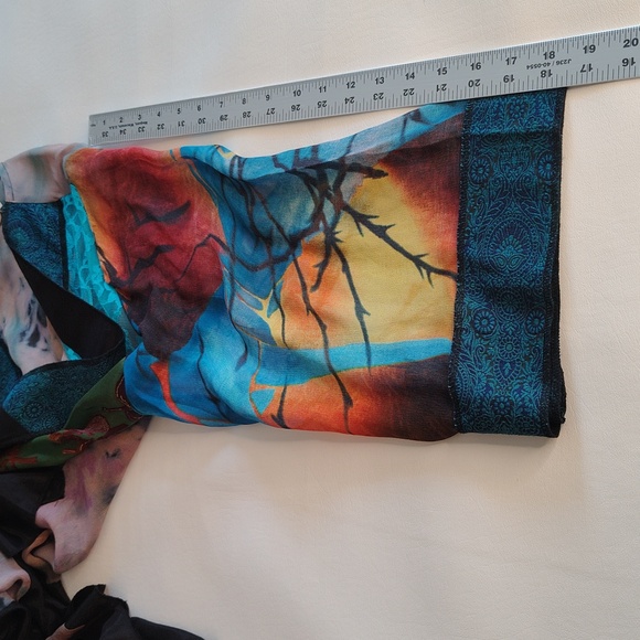 Sterling Styles Multicolor Silk Kimono Duster Patchwork XL 3/4 Sleeve Colorful - Picture 6 of 14